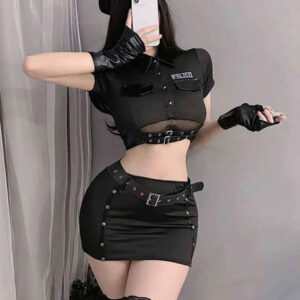 1 set Costume de jeu de rôle pour femme, uniforme de cosplay, tenue de la Saint-Valentin, cadeau de la Saint-Valentin Noir printemps